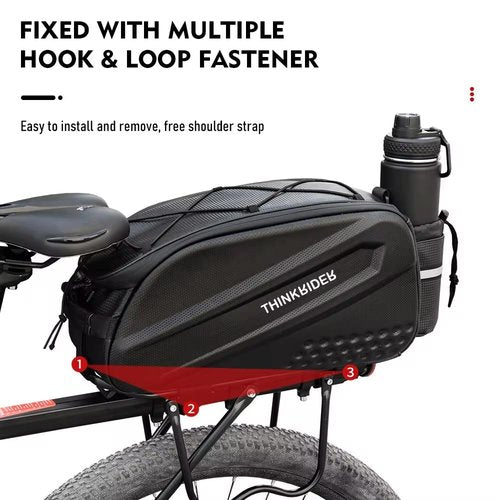 ThinkRider Bike Bags for Bicycle Rear rack 14L Hard Shell Waterproof Bike Ebike Trunk Pannier Saddle Seat Bag Carrier with Reflector, Rain Cover & Shoulder Strap for Commuter Travel Outdoor