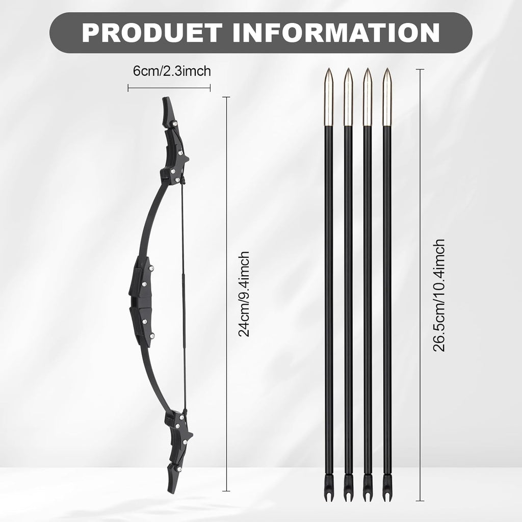 Skiennix Mini Lever Recurve Bow - 9.4 Inch Stainless Steel with 4 Arrows & Target Paper