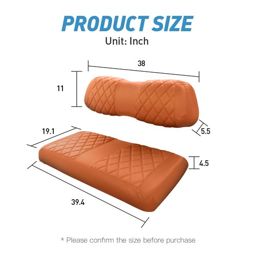 NOKINS Golf Cart Club Car DS 2000.5-Up Diamond Seat Covers Kit, Fits Club Car DS OEM Standard Front Seat Cushion, Golf Cart Vinyl Seat Cover, No Nails Required (All Brown)