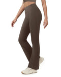 AB-Eleven Yoga Pants for Women High Waisted Flare Leggings Bell Bottom Leggings Front Seamless Flared Workout Pants Tummy Control Brown