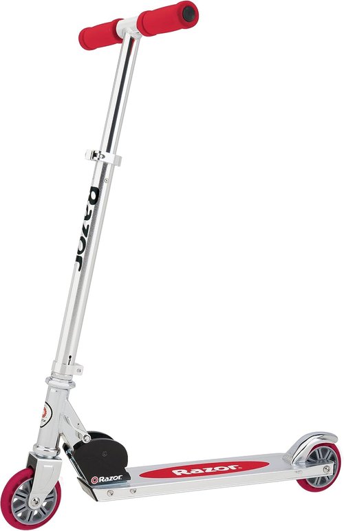 Hurtle Kids Scooter - Adjustable Height 3-Wheel Kick Scooter with Foldable Seat & Flashing Lights | For Ages 1-12