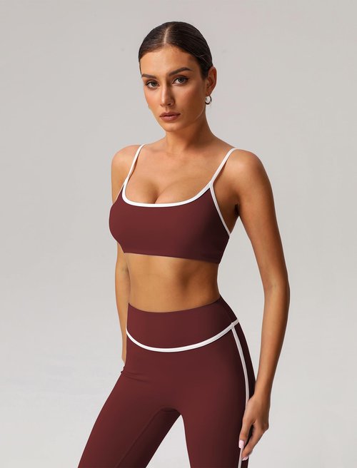 AGYMNX 2 Piece Workout Sets for Women Contrast Panel Sports Bra Cami Top and Butt-lifting Pants Active Jogger Outfits