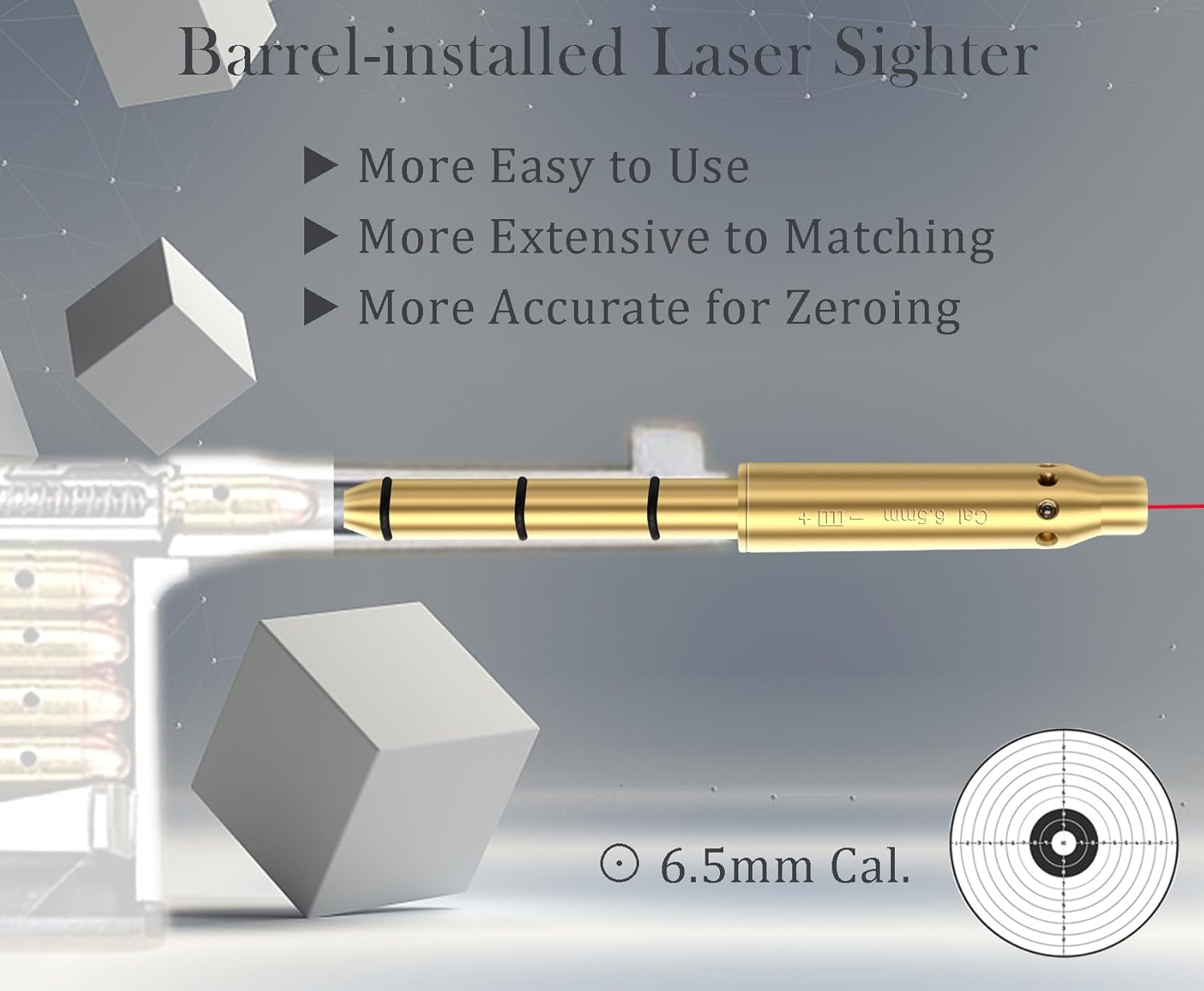 Red Laser Boresighter - 6.5MM Caliber Laser Bore Sight for Accurate Fitting in Revolvers, Pistols & Rifles