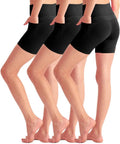 SKIDREAM 3 Pack Girls 4'' Biker Shorts with Pockets, High Waisted Athletic Running Yoga Shorts for Kids Teen