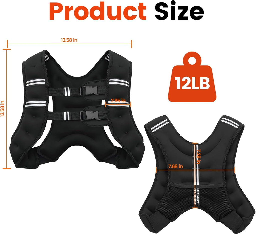 Poudee Weighted Vest - Adjustable Weight Vest for Men & Women | 6lb to 30lb Options for Strength Training & Running