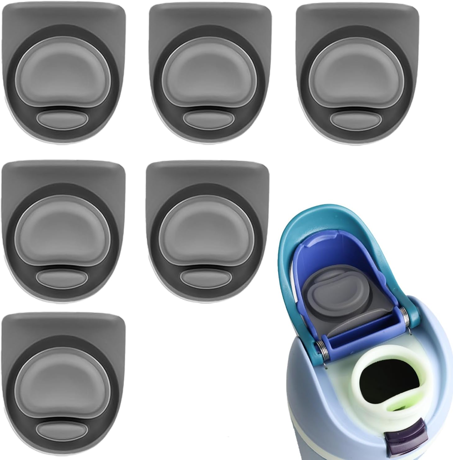 Owala | 6-Pack Replacement Stoppers for FreeSip Water Bottles - BPA-Free Silicone Caps (Gray)