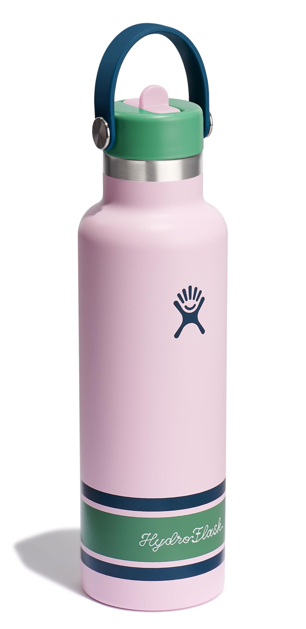 Hydro Flask Water Bottle - Insulated Stainless Steel - Standard Mouth Flex Straw Lid, Non Spill, Leakproof and Refillable in 21 Oz Campus Pink