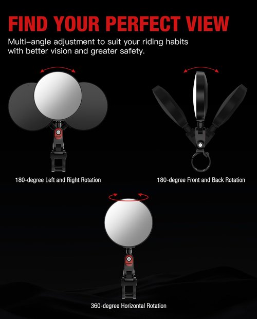 Scooter Rear-view Mirror Compatible with Ninebot by Segway All KickScooters MAX G30 G2 G3 ZT3 Pro GT3 F3 E3(Except Air T15), Adjustable Wide-Angle Vision Rearview Mirrors Original Accessories 2-Pack
