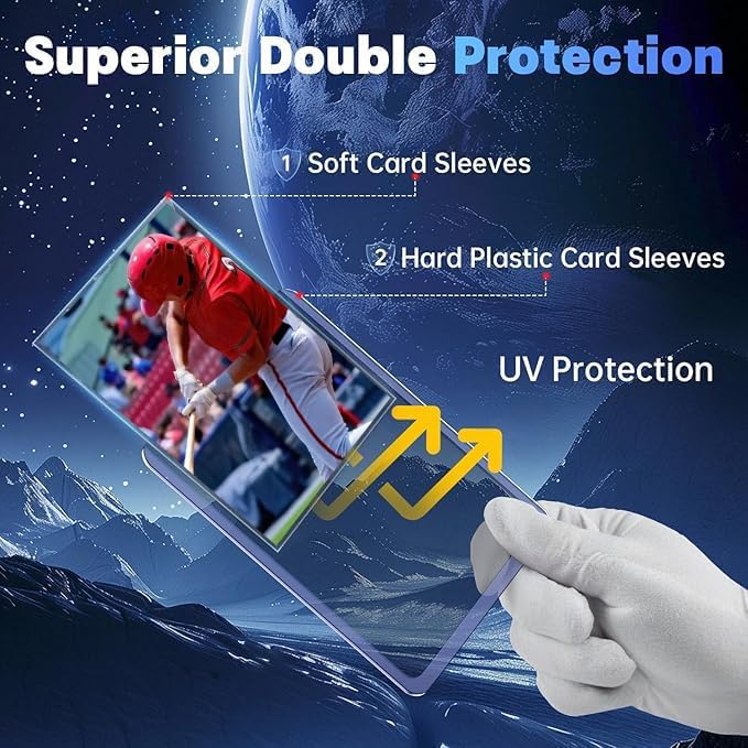 CAKKAGAMA 2000 Card Sleeves Set with 1000 Hard & 1000 Soft Protectors for Trading & Sports Cards