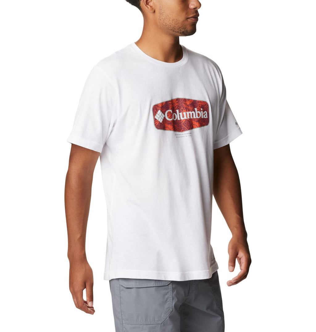Columbia Men's Thistletown Hills Graphic Short Sleeve, White/Wanderland Graphic, X-Large