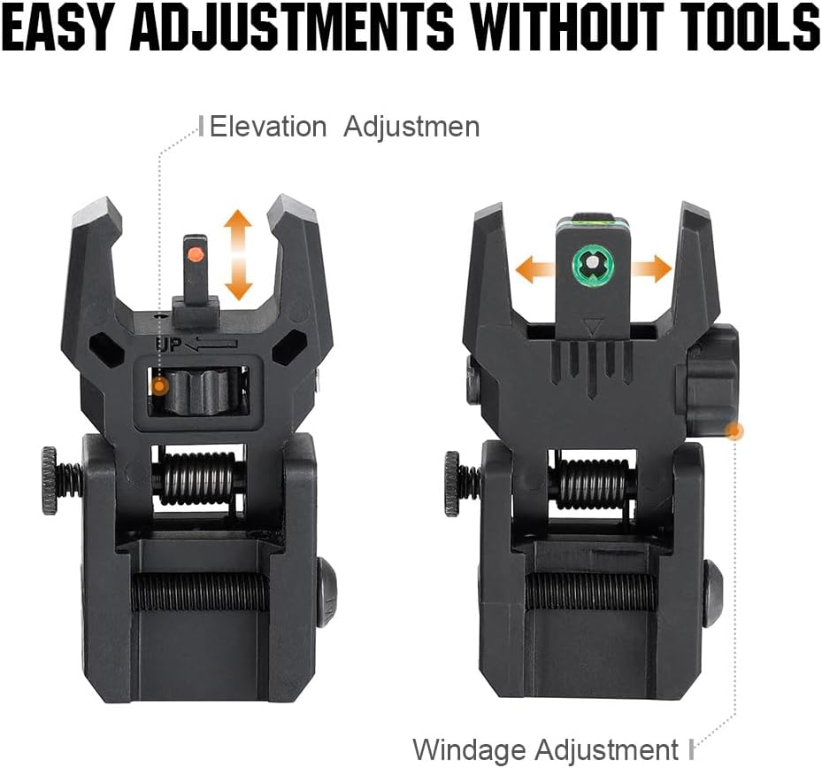 Ohhunt Fiber Optic Sights - Foldable Flip-Up Backup Sights for A15 | Durable Polymer Design