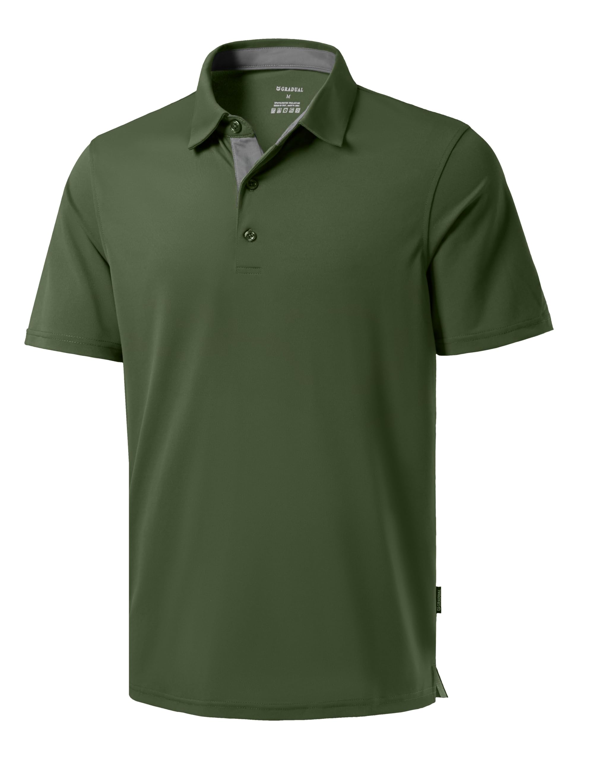 Men's Golf Shirts Dry Fit Moisture Wicking Performance Short Sleeve Collared Polo Shirts for Casual Tennis Bussiness (Dark Green, L)