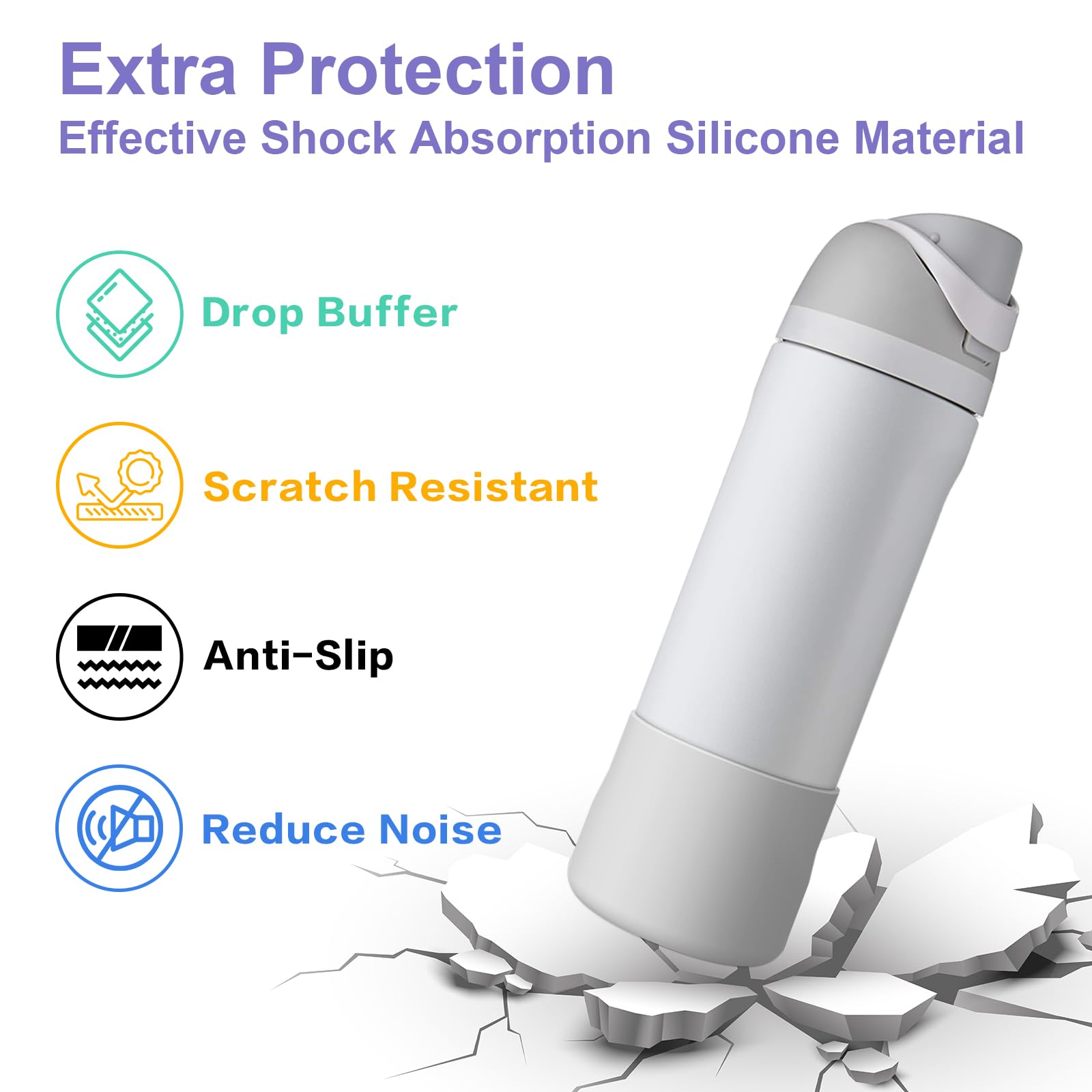 Airboat 2PCS Silicone Water Bottle Boot for Owala 24oz, Protective Bottom Bumper Anti-Slip Sleeve for FreeSip, Twist, and Flip Stainless Steel Bottles, Dishwasher Safe and BPA Free