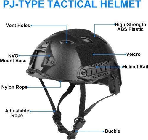 Airsoft Helmet and Mask Fast Base Jump Helmet PJ Style Airsoft Helmets Tactical Full face mask with Detachable and Adjustable Goggles