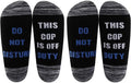 LEVLO Police Officer Gift Socks - Do Not Disturb This Cop Is Off Duty | 2 Pairs for Father's Day