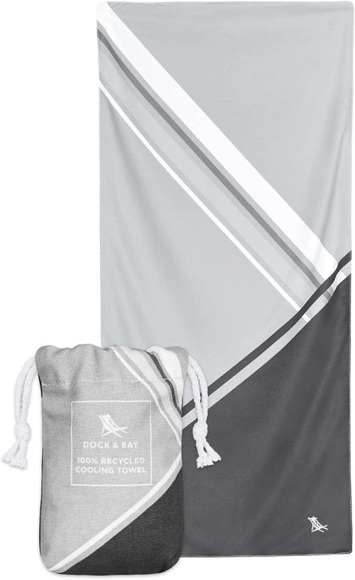 Dock & Bay QuickCool Cooling Towel - for Workouts & Sports - Cools to 15°C - Includes Bag - 25" x 12"/ 63x29cm - Go Faster - Pace Grey