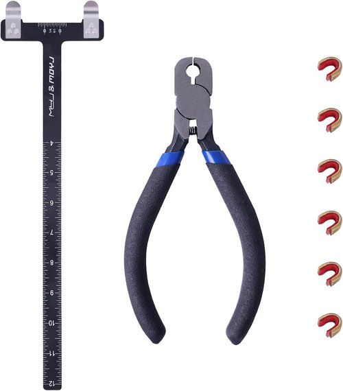 Archery Bow String Nocking Points Set - Includes T-Shaped Ruler & 6 Bowstring Sets for Recurve & Compound Bows