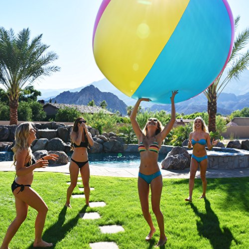 GoFloats 6 ft Giant Inflatable Beach Ball - Classic Design, Rapid Valve, Durable Outdoor Toy