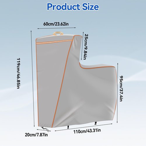 Electric Scooter Cover, 47 x 43 x 8 inches 1680D Oxford Cloth Suitable for Seated and Seatless Models Waterproof And UV -Resistant Dustproof Windproof Protection All Season Universal Fit Silver