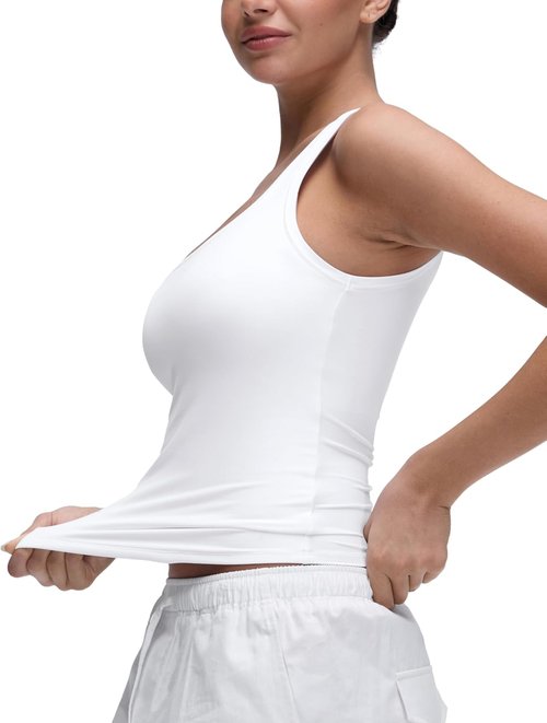 CRZ YOGA Softembrace Scoop Neck Tank Tops for Women - Casual Double-Lined Sleeveless Crop Shirts
