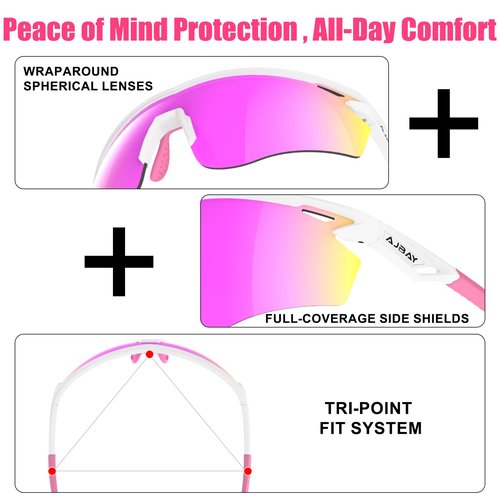 AJBAY Polarized Sports Sunglasses for Men Women,Wrap Around Sun Glasses for Running Cycling Baseball Fishing Golf Hiking