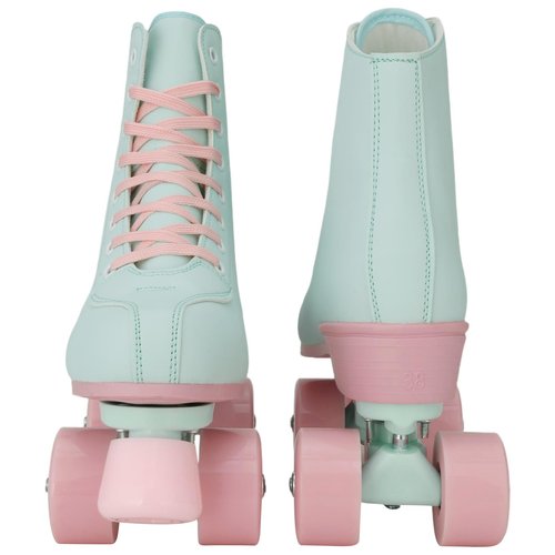 YYW Women Roller Skates Girls Mint Green RollerSkates Light Up Double Row PU Leather Adult Skates for Beginner Outdoor Indoor (Flash wheel 42)