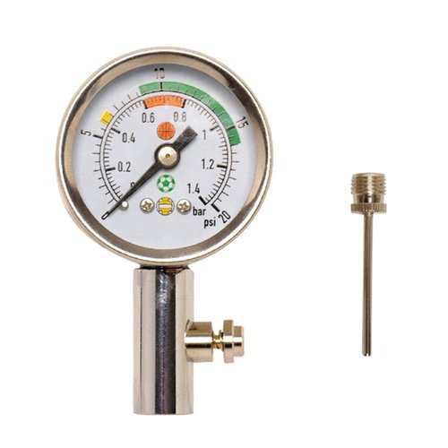 Firelong Accurate Ball Pressure Gauge - Heavy Duty Metal Made, Test and Adjust Analog Gauge for Football, Soccer, Rugby, Basketball, Volleyball and Other Sports Balls