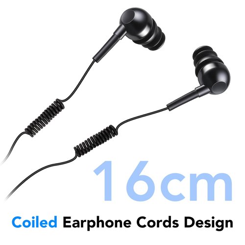AGPTEK IPX8 Waterproof in-Ear Earphones, Coiled Cable Swimming Earbuds with Stereo Audio Extension Cable, Wired,Black