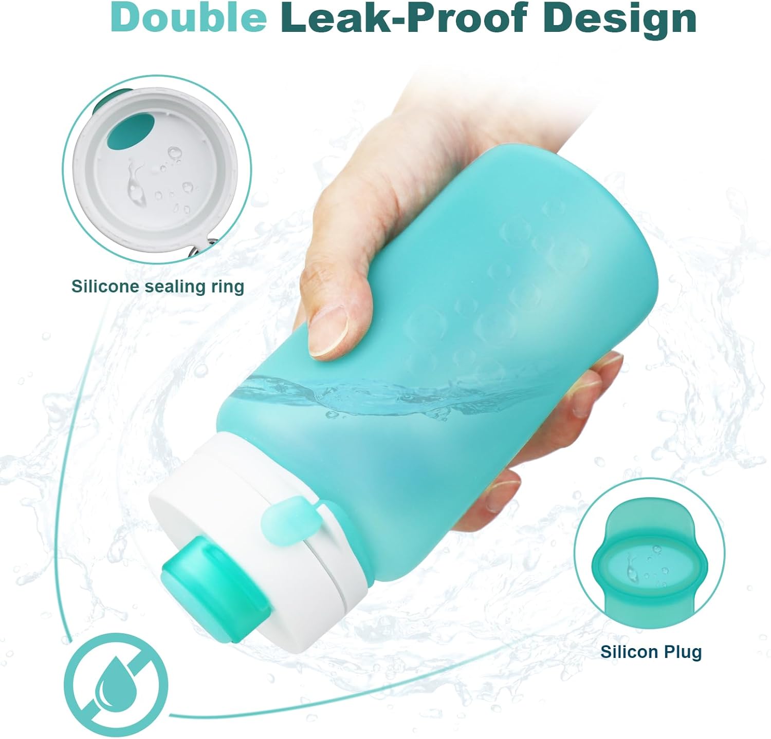 PLTCAT Collapsible Silicone Water Bottle - BPA Free, Lightweight & Leak-Proof for Travel, Gym, Hiking
