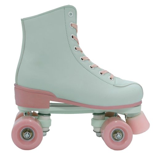 YYW Women Roller Skates Girls Mint Green RollerSkates Light Up Double Row PU Leather Adult Skates for Beginner Outdoor Indoor (Flash wheel 42)