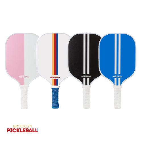 Brooklyn Pickleball Co. | White & Blue Pickle Ball Paddles | Carbon Fiber | Honeycomb Core | Ribbed Non-Slip Cushion Grip | Racket Pair | Pickle-Ball Paddles