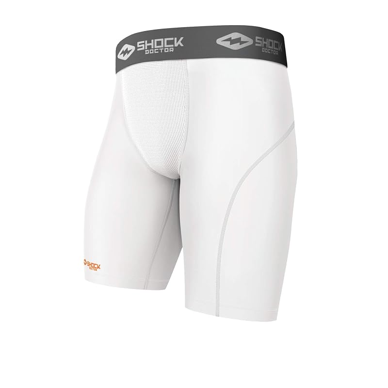 Shock Doctor Youth Compression Shorts with Cup Pocket White Small