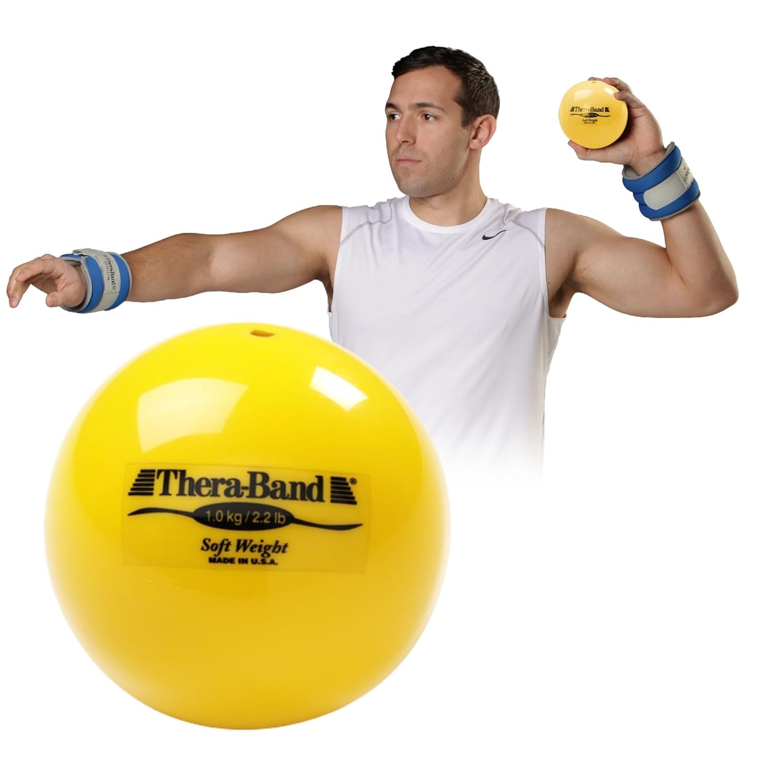 TheraBand Soft Weight Exercise Ball - 2.2 Lb Isotonic Ball for Physical Therapy & Pilates | Portable & Easy to Grip