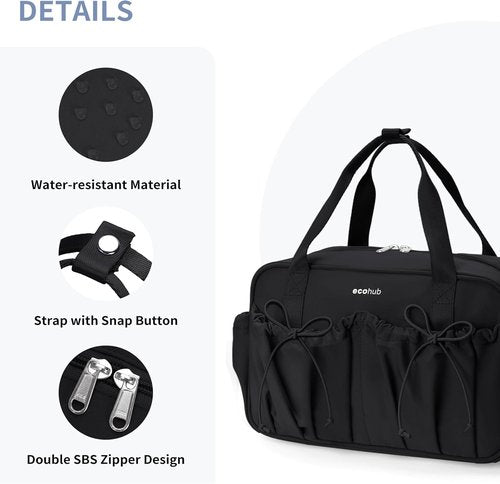 ECOHUB Mini Gym Bag for Women - Stylish Duffle with Wet Compartment | Black Tote for Yoga & Travel