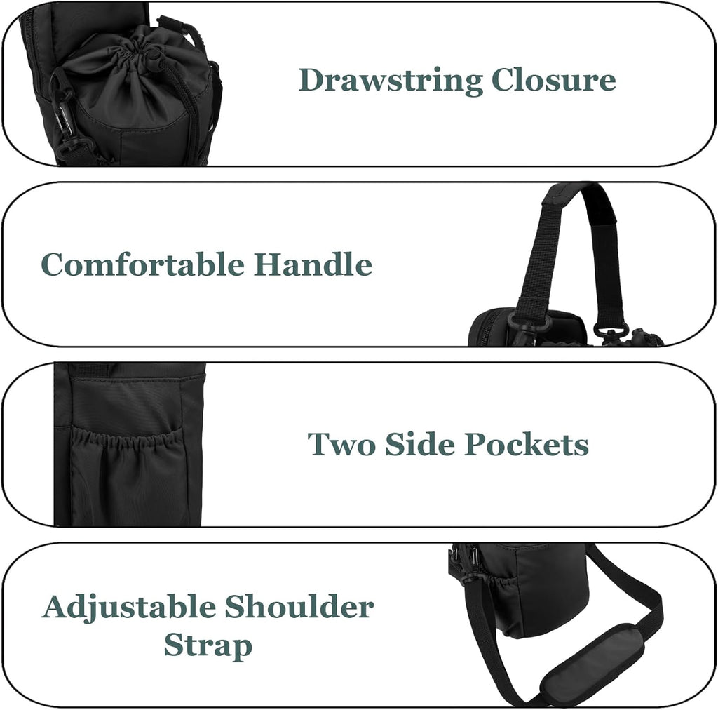 Skiennix Water Bottle Holder - Insulated Carrier Bag with Phone Pocket | 32/40oz Crossbody Sling for Hiking