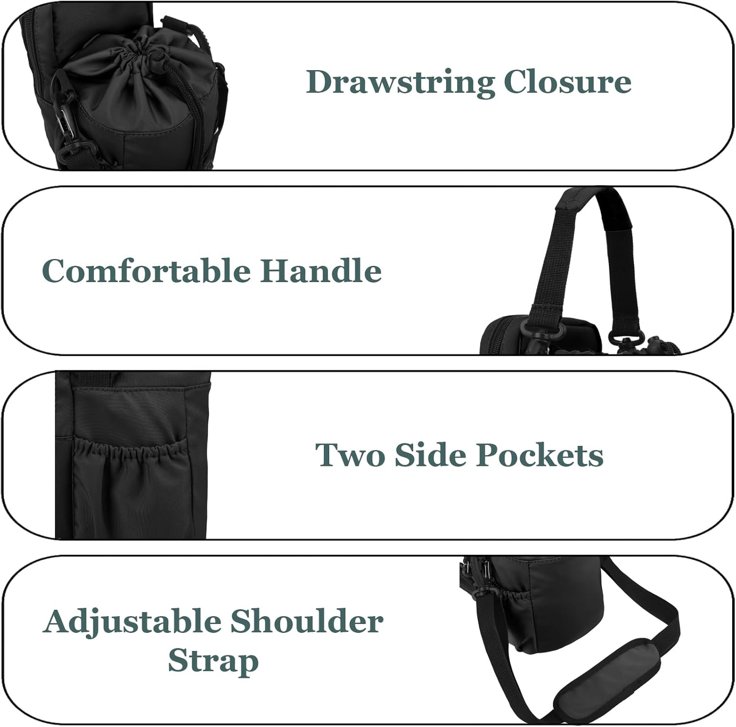 Skiennix Water Bottle Holder - Insulated Carrier Bag with Phone Pocket | 32/40oz Crossbody Sling for Hiking