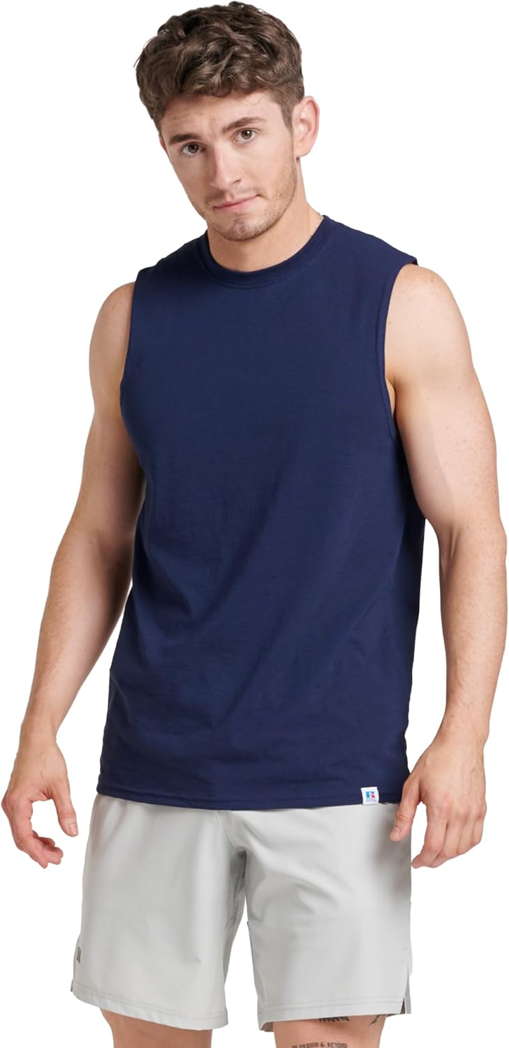 Russell Athletic Men's Dri-Power Muscle Shirt - Moisture Wicking & Odor Protection | UPF 30+, Sizes S-4X