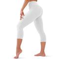 High Waisted Capri Leggings for Women - Tummy Control Soft Yoga Pants for Workout Running No See Through Plus Size White