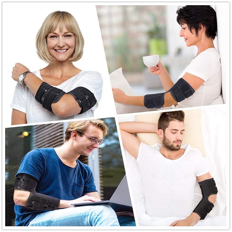 Medium Elbow Brace Support Splint for Cubital Tunnel & Arthritis Pain Relief, Adjustable 90-180° - Left/Right