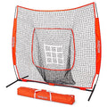GoSports Red 7x7 ft Baseball & Softball Hitting & Pitching Net with Frame, Bag & Strike Zone