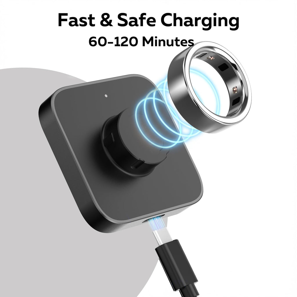 Underhub Compatible with Oura Ring Gen 4 (Size 10) Charger Fast Charging Dock with Infrared Sensing,Auto Stop Protection, Indicator, Non-Slip Base, Charger for Smart Ring Includes 59 Inch USB-C Cable