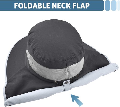LCZTN Sun Protection Cap - UPF 50+ Wide Brim Fishing Hat with Face & Neck Flap