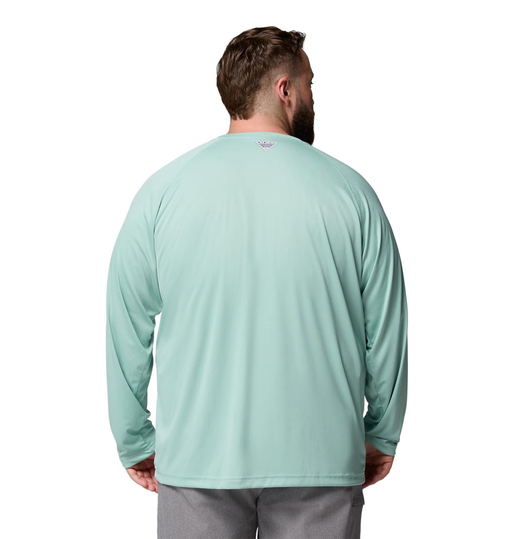 Columbia Men's PFG Terminal Tackle Long Sleeve Fishing Shirt, Misty Jade/Shark Logo, 3X