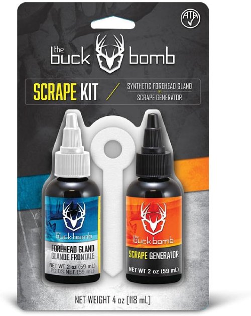 Hunters Specialties Buck Bomb Scrape Kit - Liquid Scents with 4 Spike Wicks | 2oz Synthetic & Natural Attractants