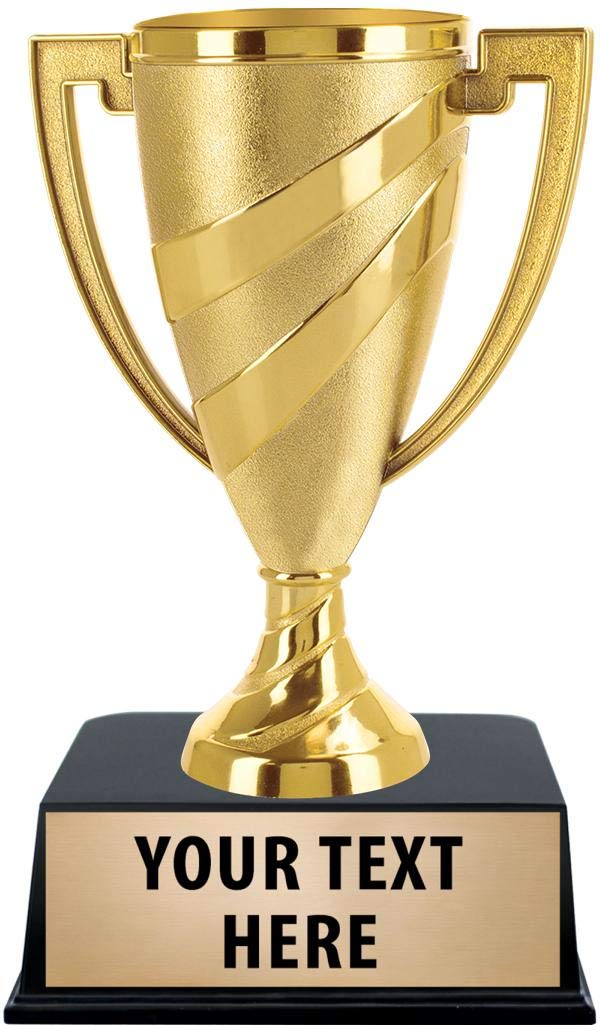 Crown Awards Gold Cup Trophies with Custom Engraving, 5.75" Personalized Gold Swirl Cup Achievement Trophy On Black Base 1 Pack
