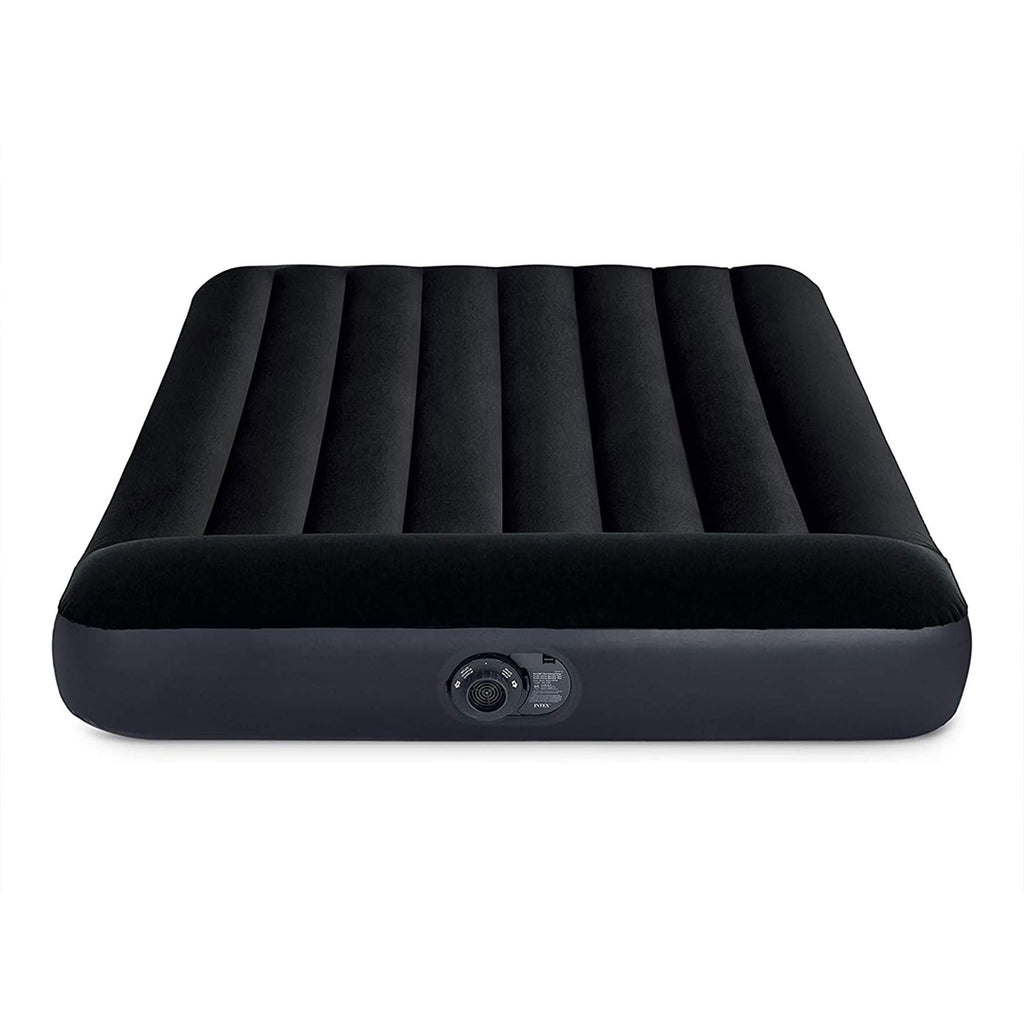 INTEX 64147ED Dura-Beam Standard Pillow Rest Air Mattress: Fiber-Tech – Full Size – Built-in Electric Pump – 10in Bed Height – 600lb Weight Capacity
