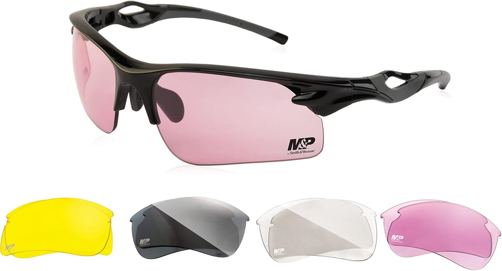 Smith & Wesson M&P Harrier Shooting Glasses - Impact Resistant & Anti-Fog Lenses, Black, One Size