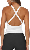Hragc Women's Halter Top - Racerback Workout Tank with Plunge V-Neck & Split-Back Design | Fitted Ribbed Shirt