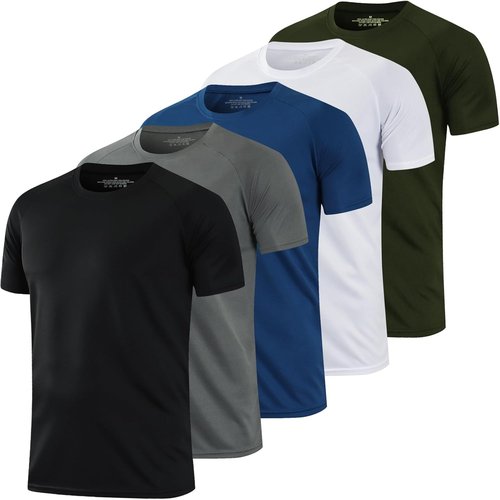 HovSiyla Men's Running Shirts - Dry Fit Athletic Tops for Cool, Breathable Workouts | 1/5 Pack