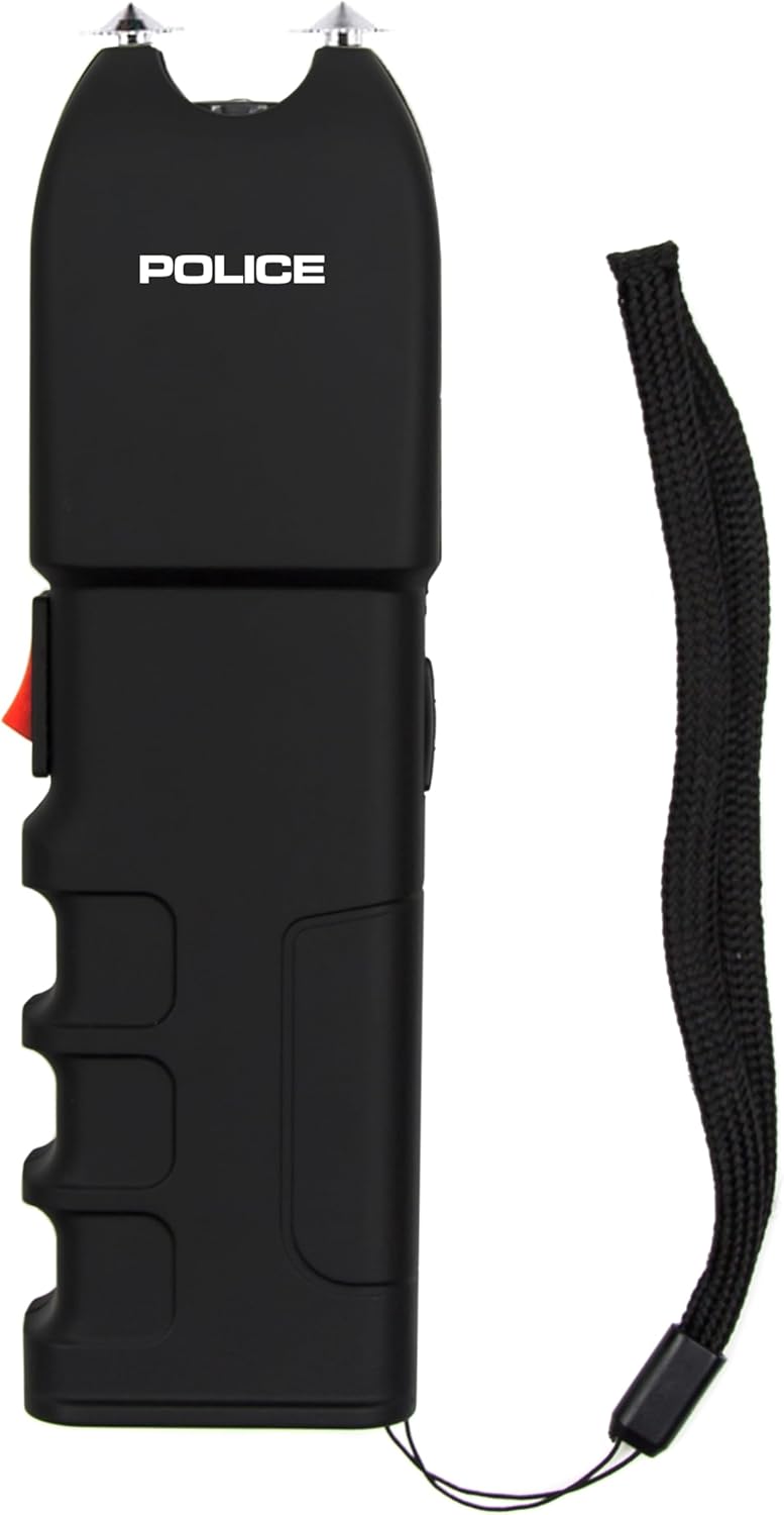 POLICE Stun Gun 928 - High Voltage Rechargeable Self Defense Tool with LED Flashlight - Compact & Heavy Duty - Black
